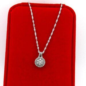 Diamond Accent Halo Necklace Sterling Silver Genuine Natural Real